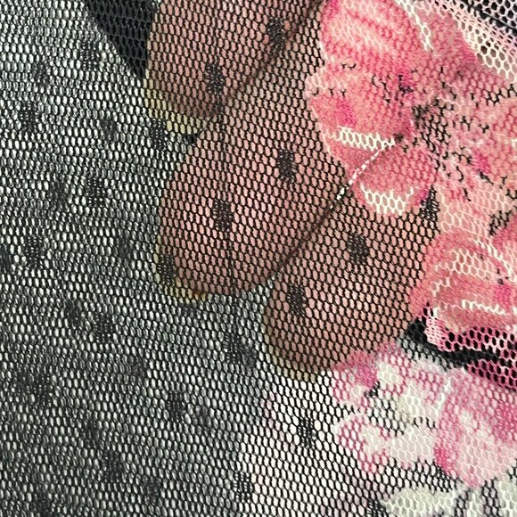 No Boundaries Top 2XL (19) Sheer Mesh Dark Floral Fairy Grunge Bell Sleeve - Picture 3 of 9